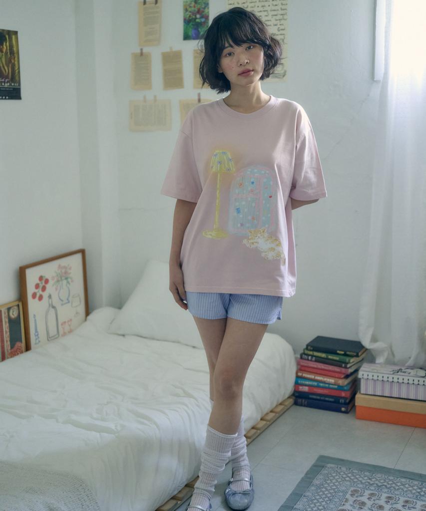 AMBLER Cozy Kitchen Graphic Short Sleeve T-Shirt As1315 (Pink)