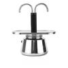 Mini 100ml Moka Pot Double Tube Coffee Pot Stainless Steel Italian Coffee Maker Espresso Utensils Kettle Electric Stove Heating
