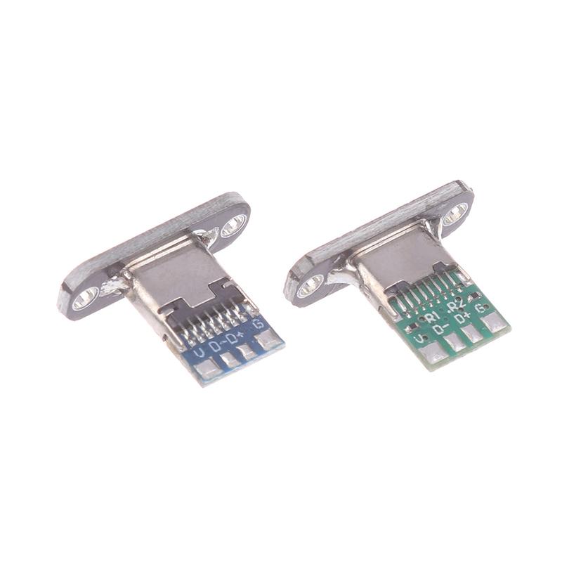 5Pcs Usb 3.1 Type C Socket With Screw Fixing Plate Type-C Usb Jack 3.1 Type-C 2Pin 4Pin Female Connector Jack Charging Port