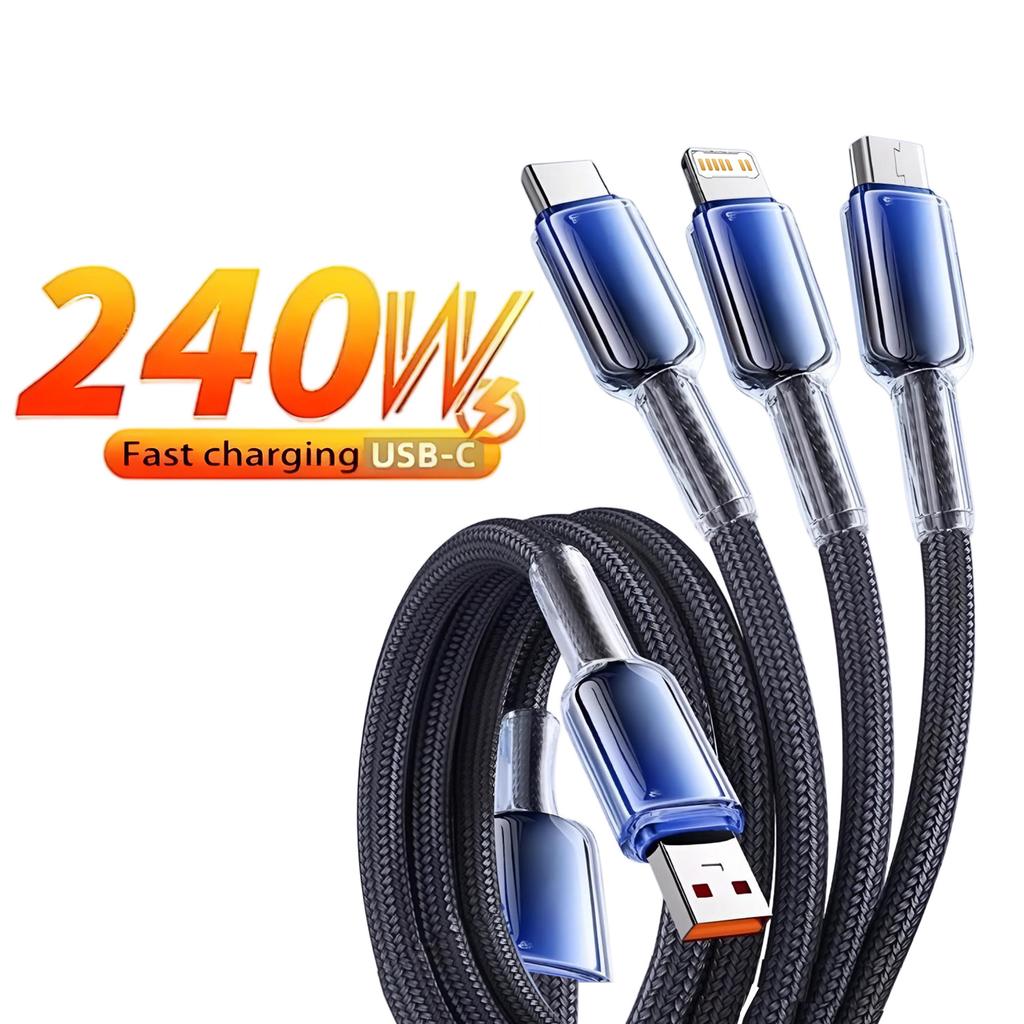 3 in 1 Fast Charging Type C USB Cable Type C Usb Micro For Iphone Samsung Huawei Xiaomi Multi Port Multiple Charging Wire