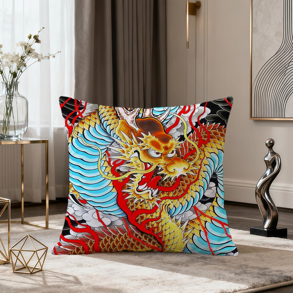 Fashion Red Dragon Dragon Art Colorful Soft Pillow Cover Sofa Home Living Room Office Decor Protective Covers Hogar Pillowcase
