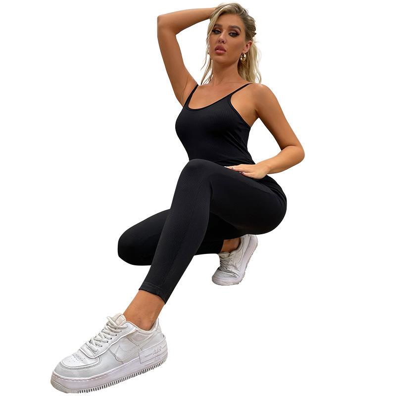 Women's Black Sport Bodycon Jumpsuit - Summer 2022