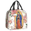 Custom Our Lady Of Perpetual Help Thermal Insulated Lunch Bags Women Catholic Virgin Mary Resuable Lunch Tote Storage Food Box