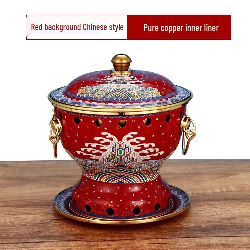 Qiuqiao Cloisonne Pure Copper Alcohol Hot Pot