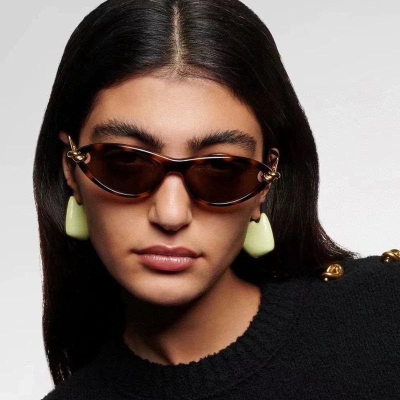 Vintage Cat Eye Sunglasses Women For Men Luxury Brand Designer Sun Glasses Punk Popular Sexy Ladies Metal Rope Shades Uv400