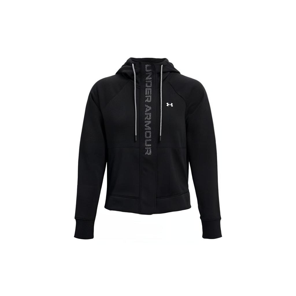 Under Armour Rival Mesh Logo Fleece Lined Hooded Jacket Women Jackets Black 1365845-001