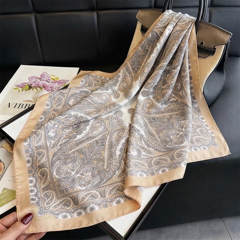 Square Scarf Print Hijab Female Turban Fashion Luxury Headscarf Shawl Neckerchief Handkerchief Headband Bandana Windproof Wraps