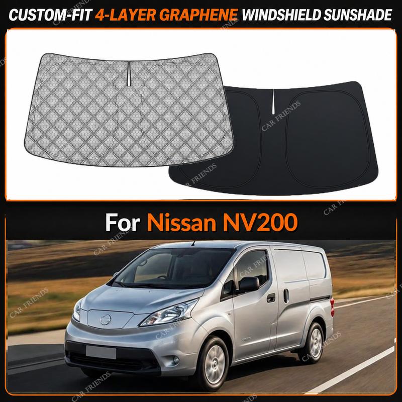 For Nissan NV200 -Fit 4-Layer Graphene Windshield Sunshade Reflective Gray-Silver Surface Helps Reduce Direct Sunlight