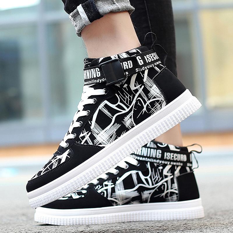 Fashion Men's high top leisure sports men's shoes flat shoes 2024 spring and autumn men's outdoor sports shoes fashion vulcanized