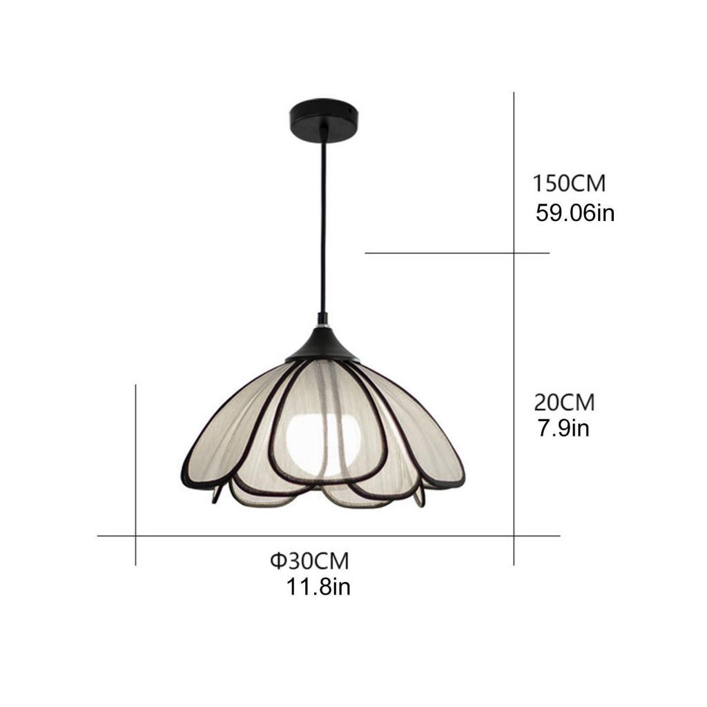 Boho Chandelier Flower Shaped Fabric Lampshade Chandelier Ceiling Light with E27 Bulb for Hallway Living Room Kitchen Study Cafe