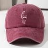 Cute cat printed baseball cap, retro washed denim curved hip hop hat, adjustable outdoor travel hat