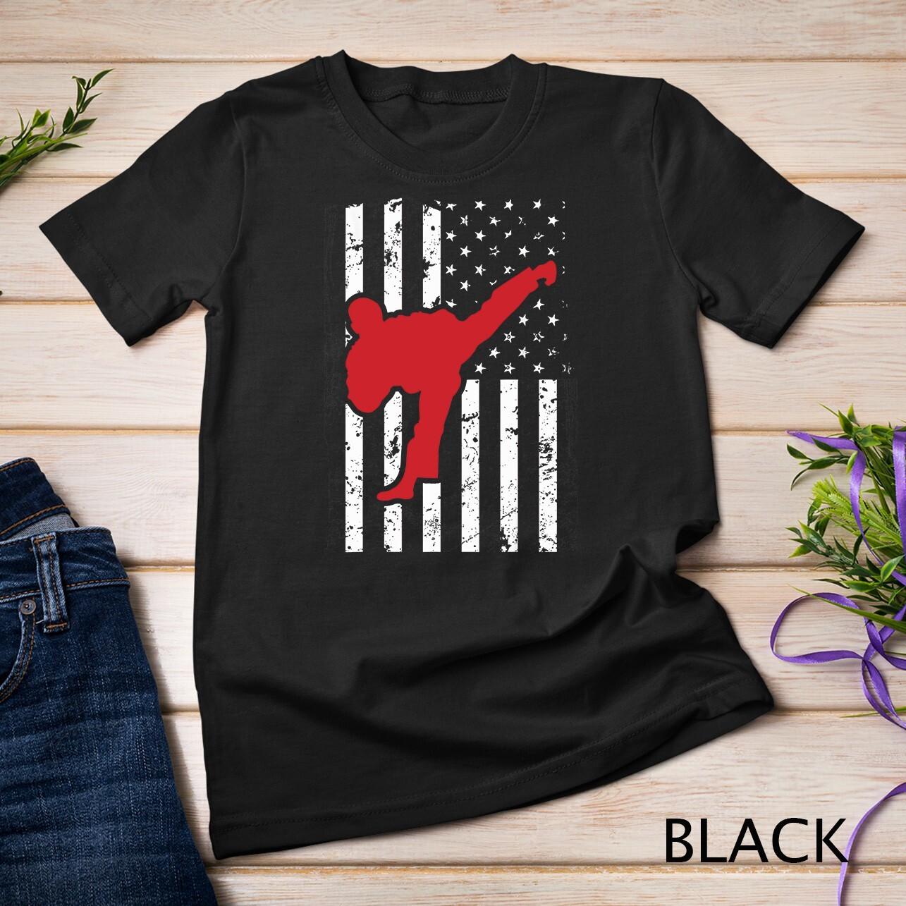 American Flag Taekwondo Unisex T-Shirt Mens Womens Tees Top 3XL
