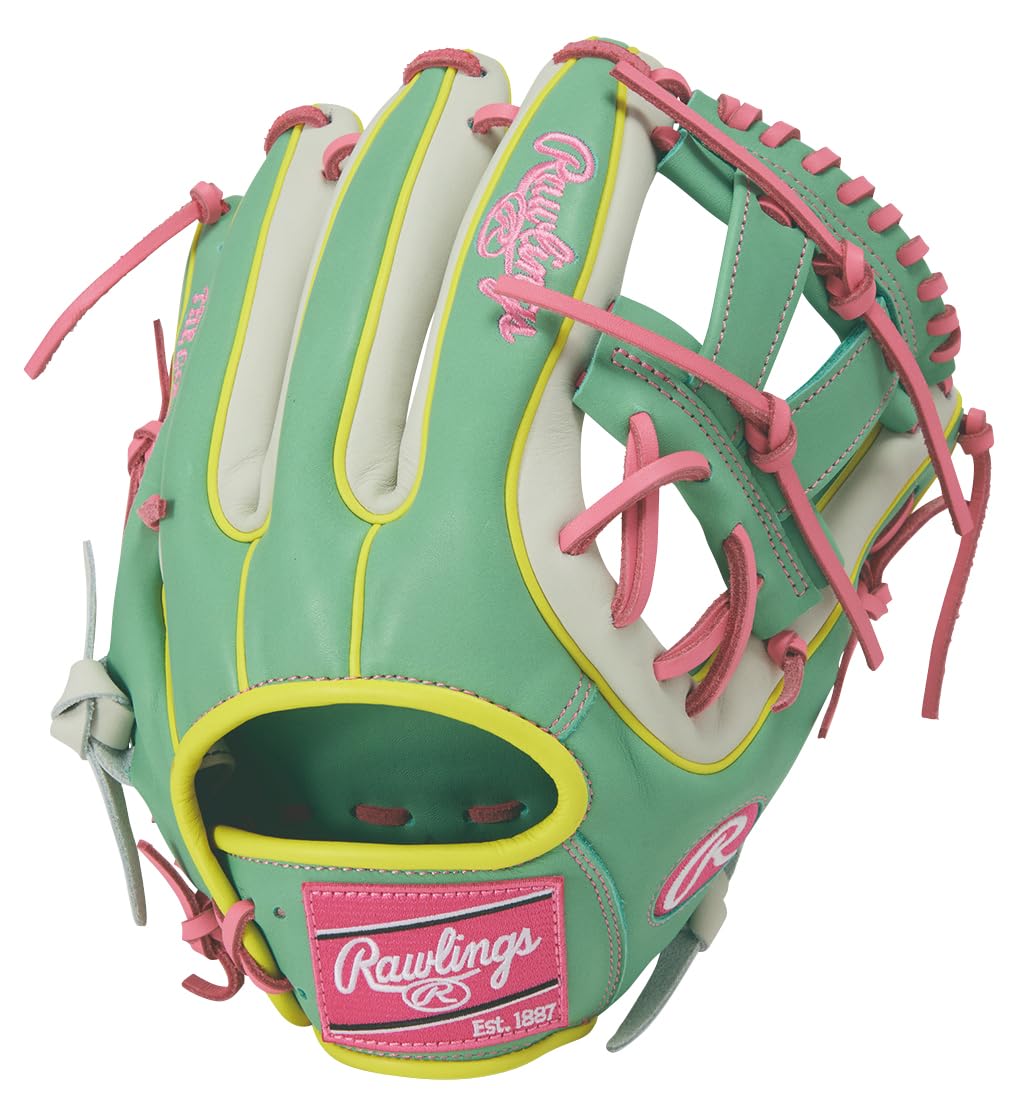 

Rawlings MLB COLOR SYNC Baseball inches HOH® Glove, Softball, Infield, GR6HMN54G, Mint/White, 11.5 (Right-handed throw)