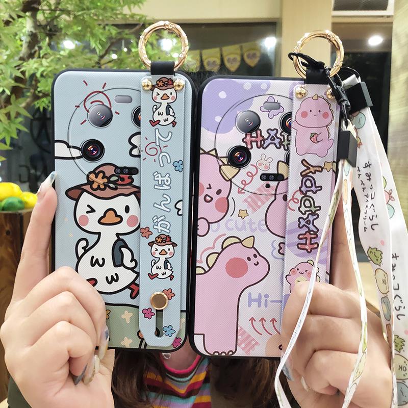 Cartoon Soft case Phone Case For Xiaomi 13 Ultra Lanyard Anti-knock Protective Ring Silicone Wristband Durable Cute