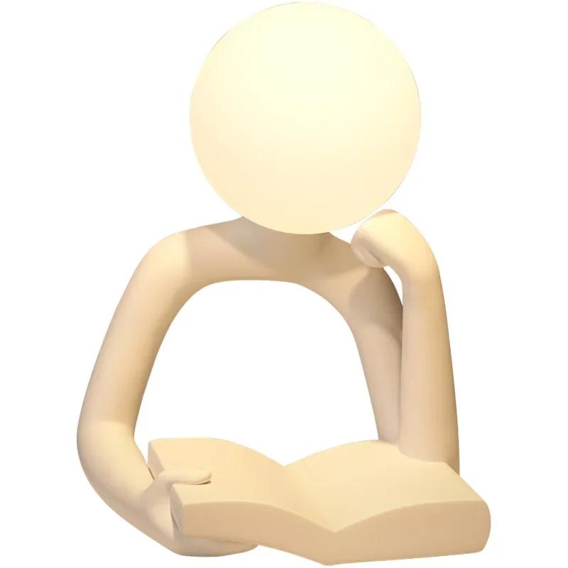 Modern Resin Abstract Statue LED Light Artistic Figurine Sculpture for Living Room Unique Accent Home Decor