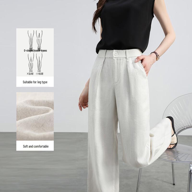 Pantaloni larghi da donna 100% lino HSTYLE