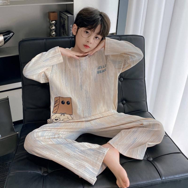 Jungen Baumwoll-Pyjama-Set Langarm Cartoon-Print Nachtwäsche Kinder Teenager 8 Jahre