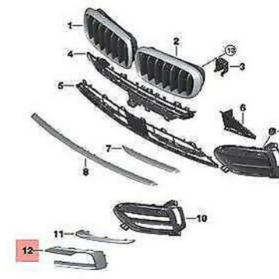BMW X6 F16 Fog Light Air Vent Trim - Left & Right (51117319789, 51117319790)