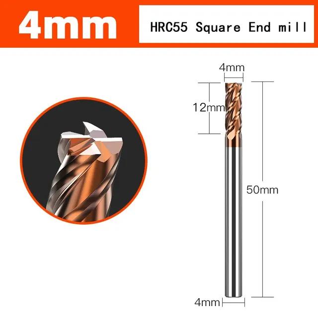4 Flutes HRC55 Carbide End Mill Milling Cutter Alloy Coating Tungsten Steel Endmill Cutting Tool CNC Cutting Tool Milling Cutter