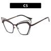 New cat eye hollow color matching flat mirror metal European and American glasses frame fashionable advanced sense anti-blue glasses