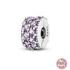 Round 925 Copper Clasp Pave Clip Charms Blue Star Moon Butterfly Slide Safety Chains Spacer Beads Fits Original Bracelet Zircon