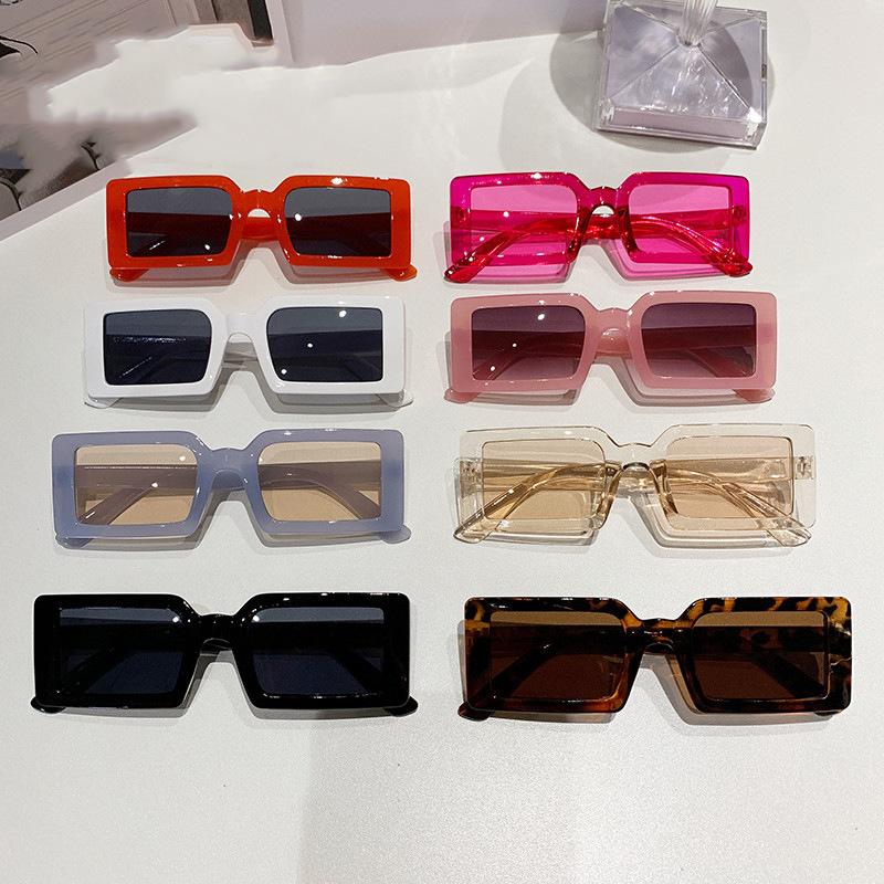New Fashion Rectangle Sunglasses Women Jelly Color UV400 Y2k Travel Eyewear Summer Sun Glasses Oculos De Sol