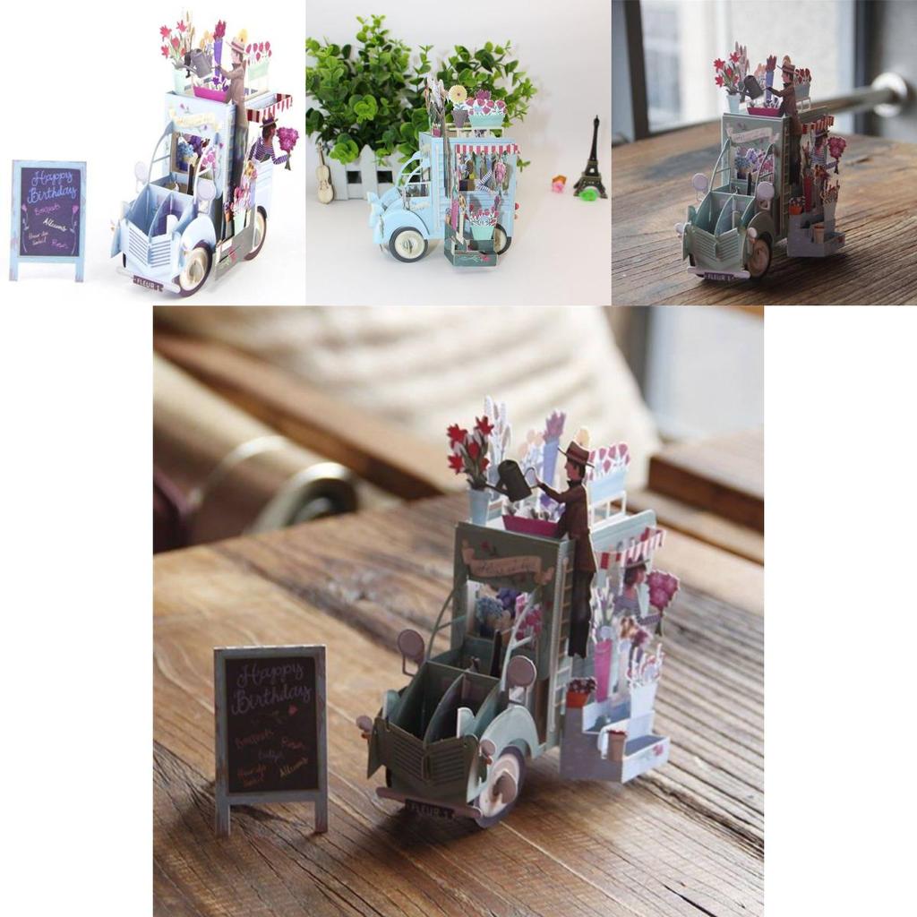 Faltbare Papier-Geburtstagskarte mit handgefertigten Details und Golddruck für Geschenke