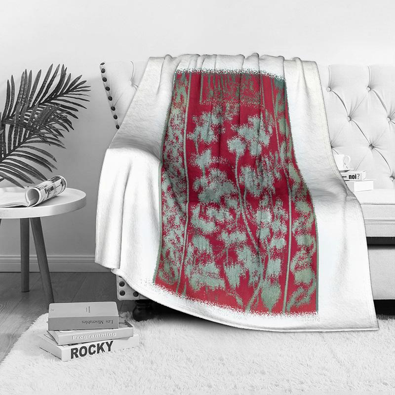 Red Floral Pattern Throw Blanket Sofa Bed Bedding for Living Room Bedroom Decoration Gift