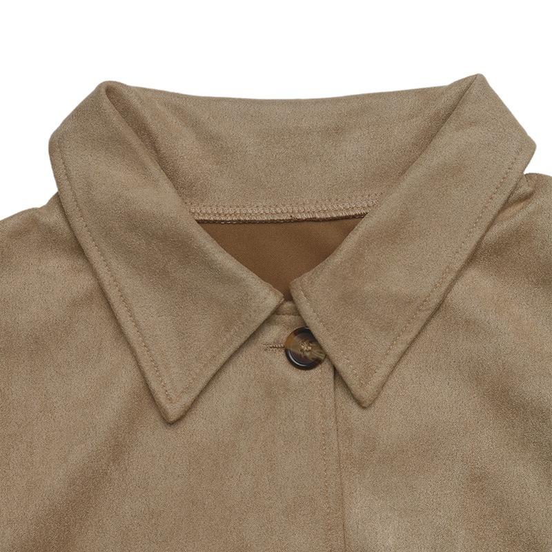 Women S Casual Loose Short Faux Suede Lapel Coat
