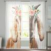 Akwarelowy Koza Kwiat Tiul Przezroczyste Zasłony Do Salonu Sypialni Kuchni Na Okna Woalowe Draperie Dekoracja Domu