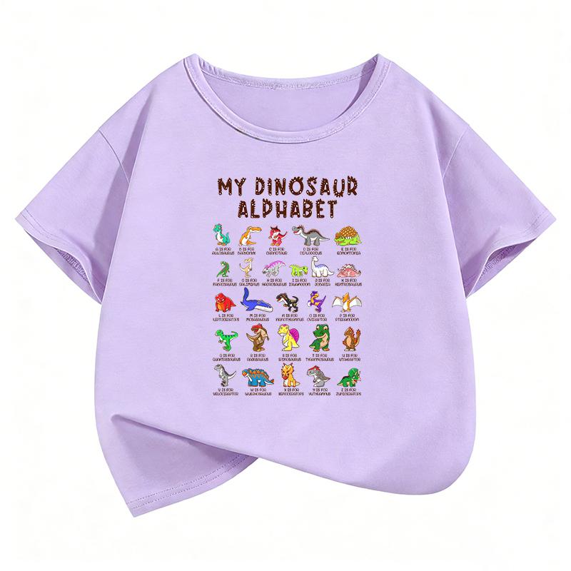 T-Shirt Lustiges Tier Dinosaurier Aufdruck T-Shirt Mädchen Sommer Manga Kurzarm Oberteile T-Shirts Niedliche Jungen Kleidung