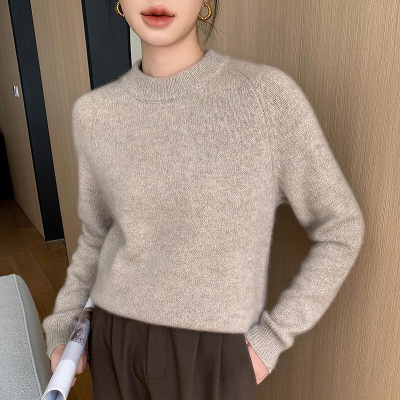 Women's 3-Strand Marled Cashmere Pullover - High-End, Stylish, Round Neck Sweater