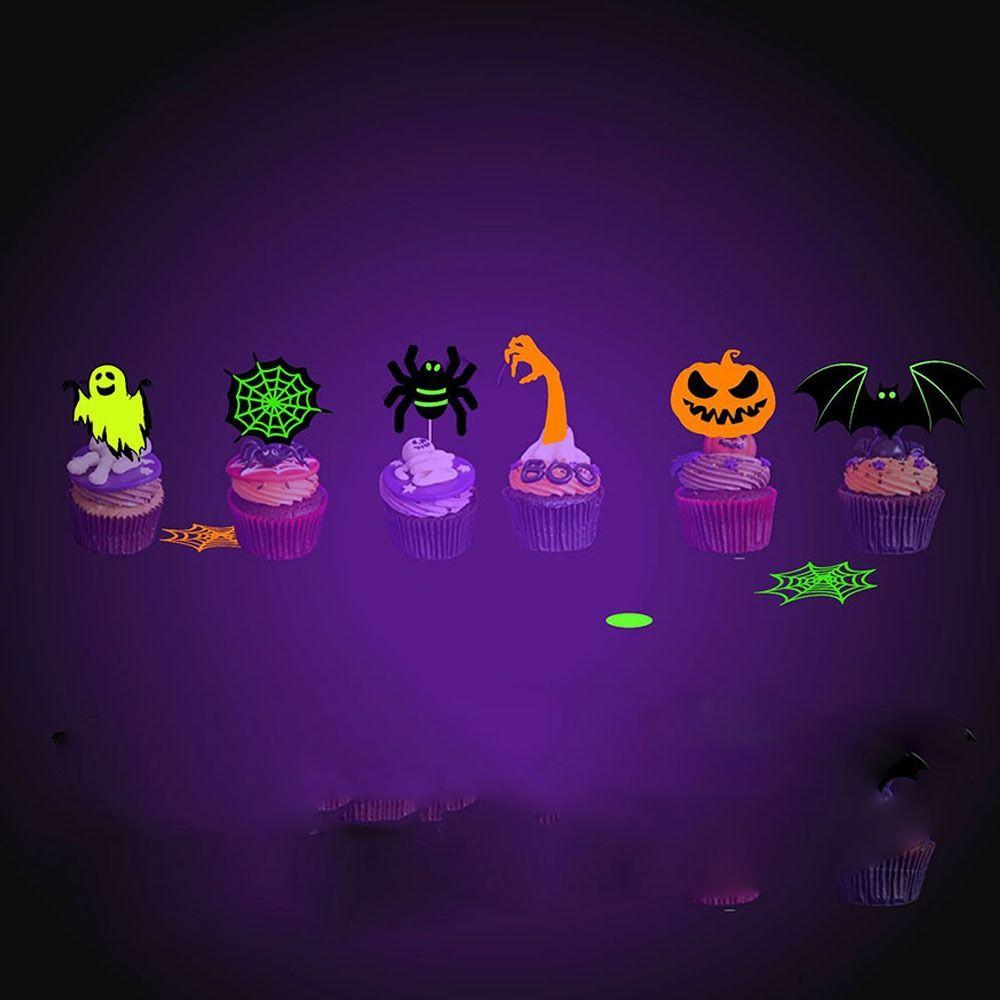 Spider Ghost Pumpkin Cake Insertion Card Paper Cake Flags Halloween Fluorescent Flag  Bar