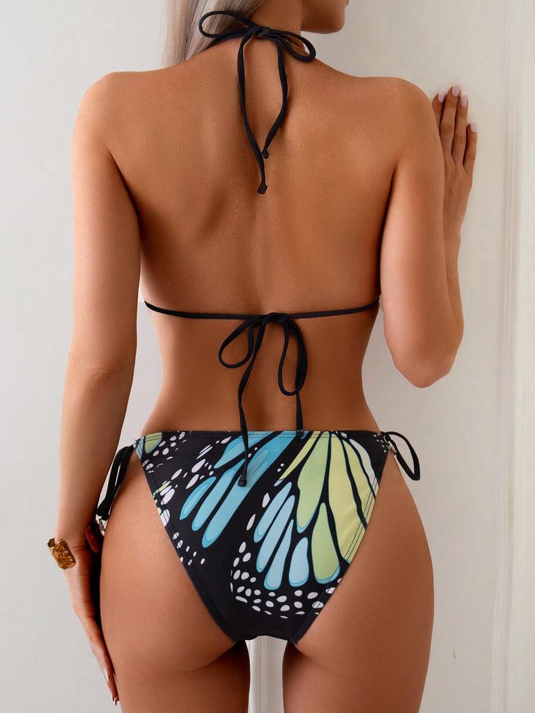 Sexy Backless Tie Thong Two Piece Bikini Swimsuit Trendy For Women Beach Vacation