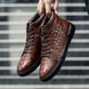 Nya Herrskor Street Walking Höga Sneakers Andningsbara Sportskor Lätta Snörskor Ankelstövlar Äkta Läder