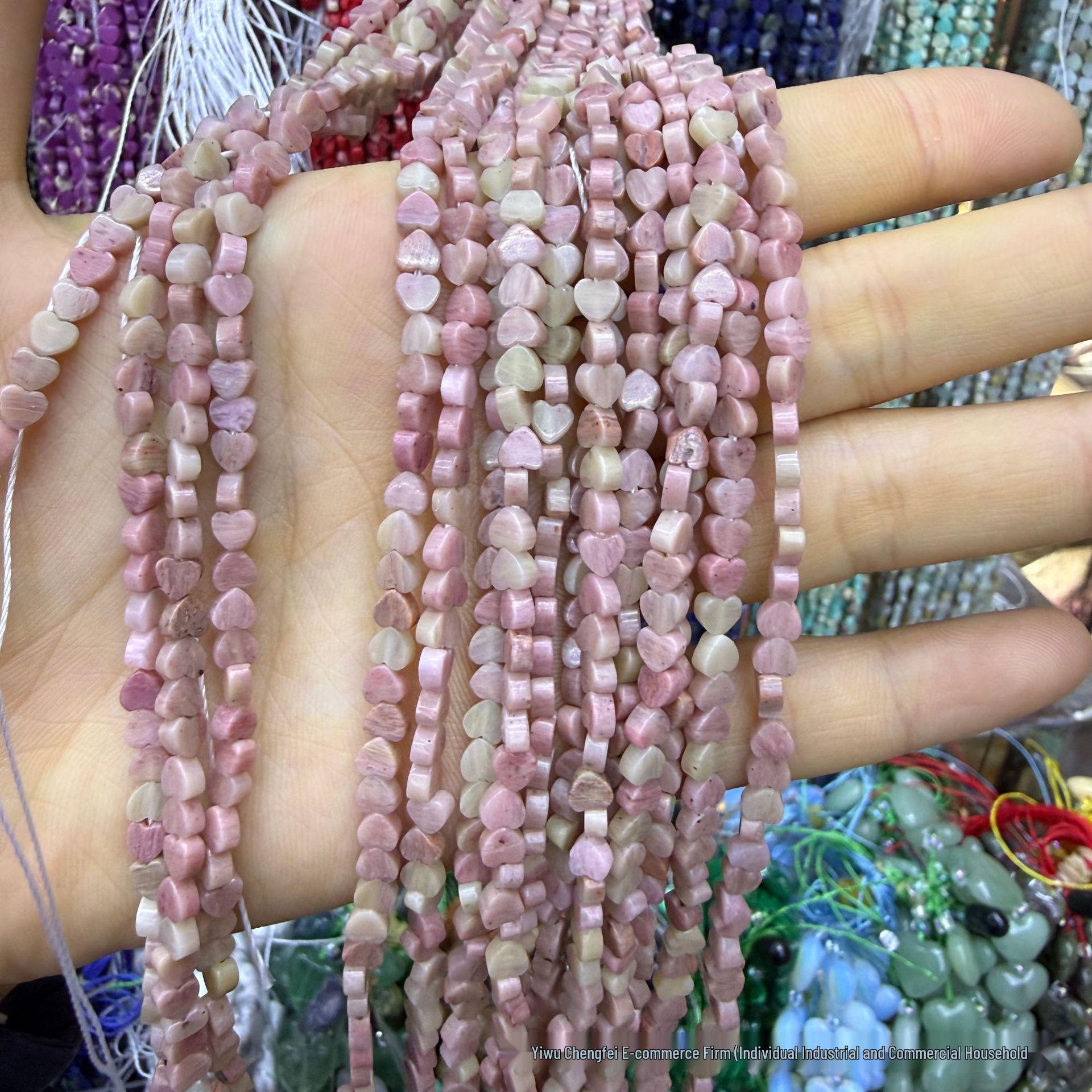 4mm Double-Sided Heart-Shaped Natural Crystal Agate Beads for DIY Jewelry Accessories 4mm approx. 90 beads