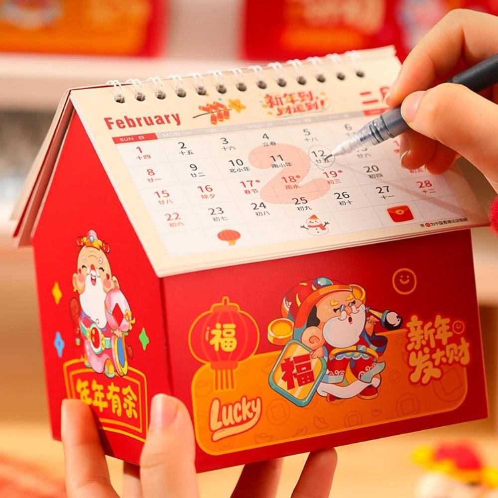 Cartoon 2026 Desk Calendar Coil Binding Standing Flip Calenda Monthly Planner  Spring Festival