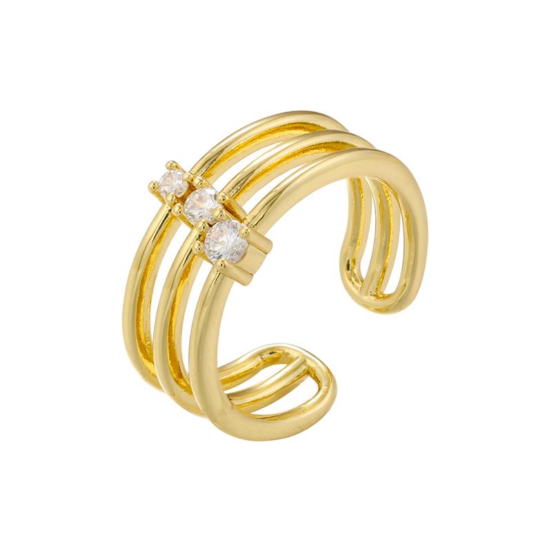 ZHUKOU 6 styles Cubic Zirconia women rings Brass exquisite opening rings 3 lines 4 lines Heart rings Jewelry VJ476