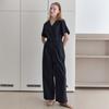 Elssibeui V-Neck Button Jumpsuit_Black
