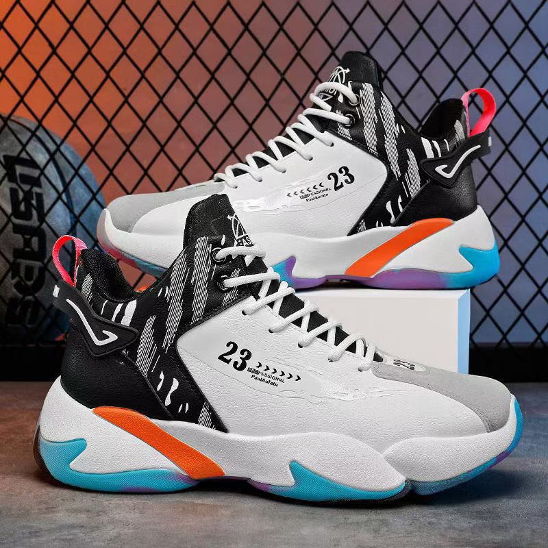 New men's shoes 2025 spring high-top basketball shoes, sports shoes, student running shoes, breathable, non-slip and wear-resistant casual shoes