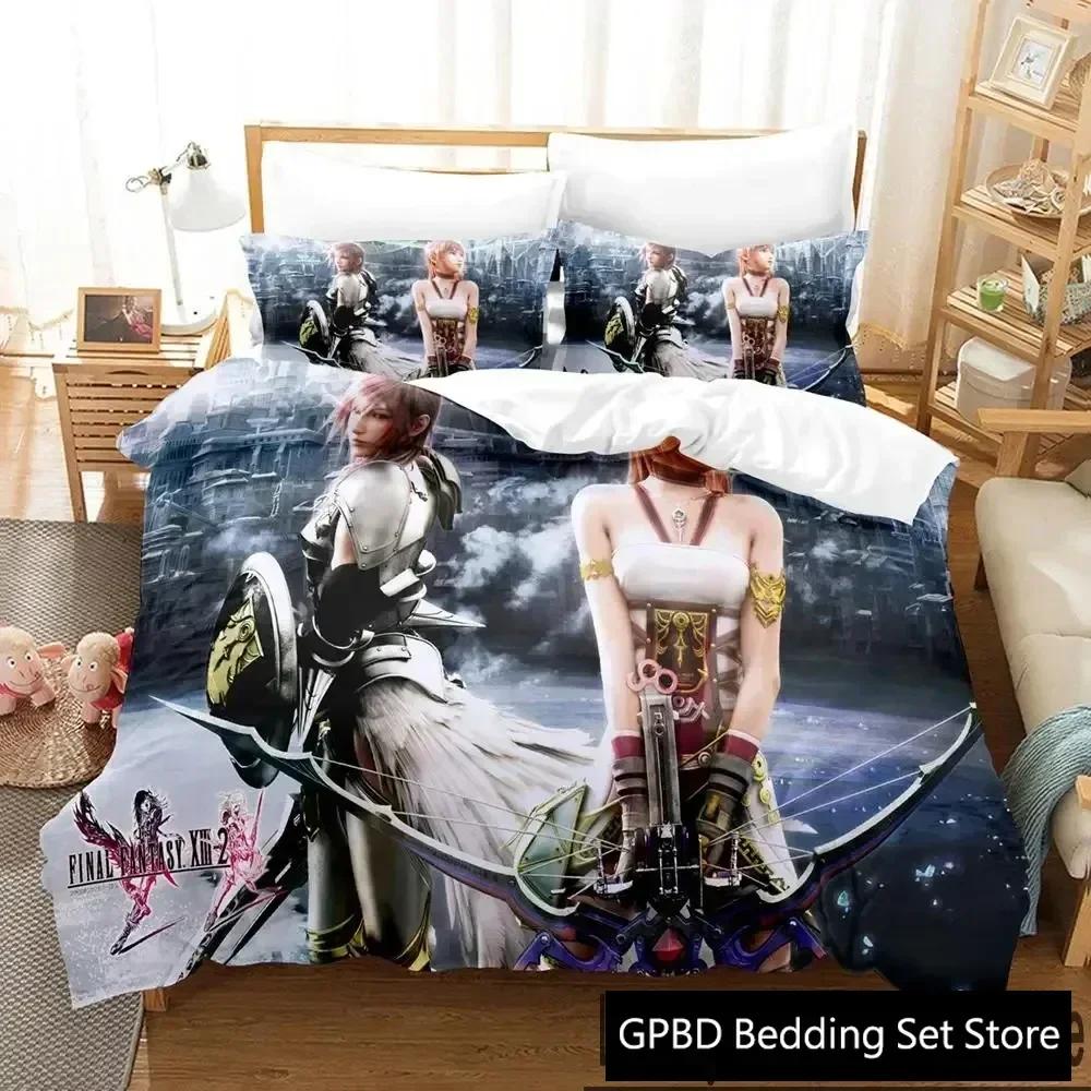 Anime Game Final Fantasy Xiii-2 Bedding Set 3D Printed Suitable For Bedroom Duvet Cover Set With Pillowcases Kids Home Textile
