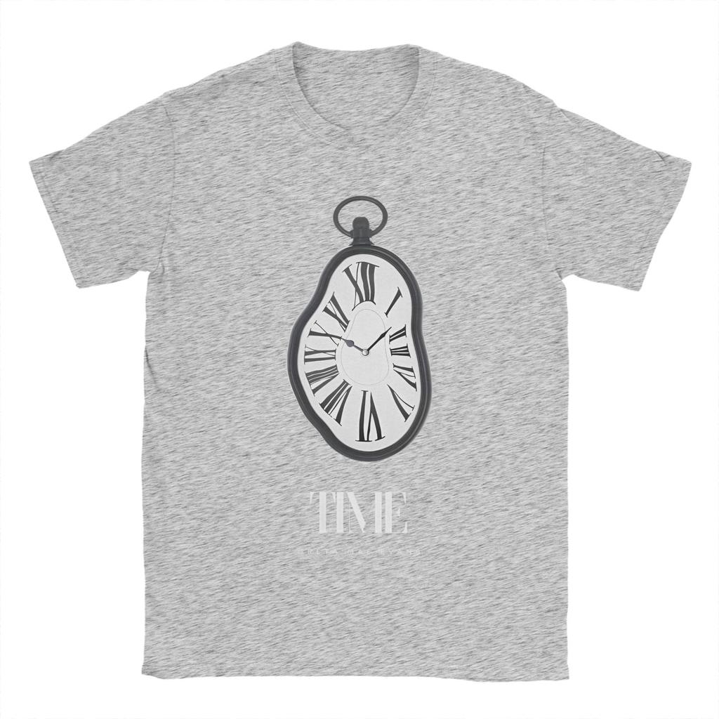 Time Salvador Dali Clocks Men T Shirts Aesthetic Art Hipster Tees Short Sleeve Crewneck T-Shirt Pure Cotton 6XL Clothes