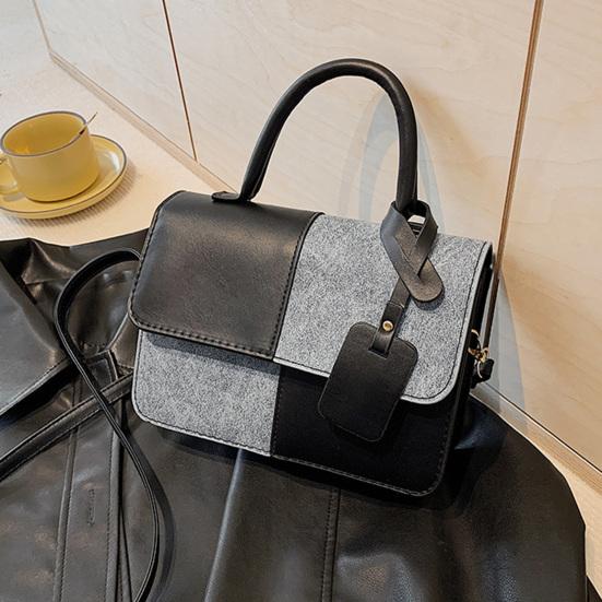 Women PU Leather Shoulder Bag Stylish Crossbody Bag Patchwork Handbag Stylish Top Handle Bag with Detachable & Adjustable Shoulder Strap for Commuting