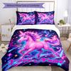 3pcs Custom Name Unicorn Magic Space Bedding Set Printed Bedding Set Duvet Cover Closure Includes 1 Duvet Cover & 2 Pillowcases Bedroom Decor