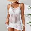 European and American Women's See-Through Spaghetti Strap Knit Beach Dress