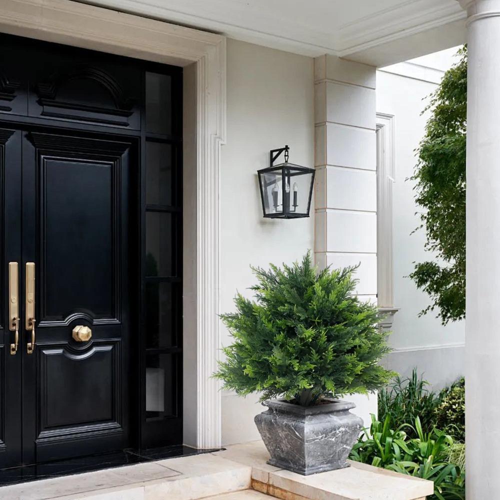 Faux Boxwood Ball Trees with Ground Spike UV Resistant Artificial Shrub for Outdoor Garden Patio Balcony and Indoor Settings