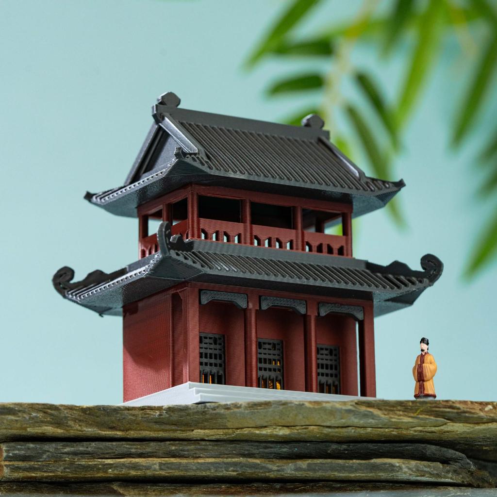 Mikrolandschaft Steingarten mit Lichtern: Chinesischer Pavillon & Amphibienhaus Bonsai-Dekoration