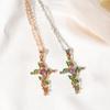 New Necklace Creative Leaf Wrapped Cross Pendant Charm Women's Diamond Clavicle Chain