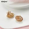 SIMJOO Creative Rose Gold Color Earrings for Ladies Fashion Personality Ball Zircon Earrings