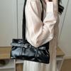 Rivet Belt Buckle Underarm Bag Large Capacity Tote Bag Trendy PU LeatherShoulder Bag  Commute
